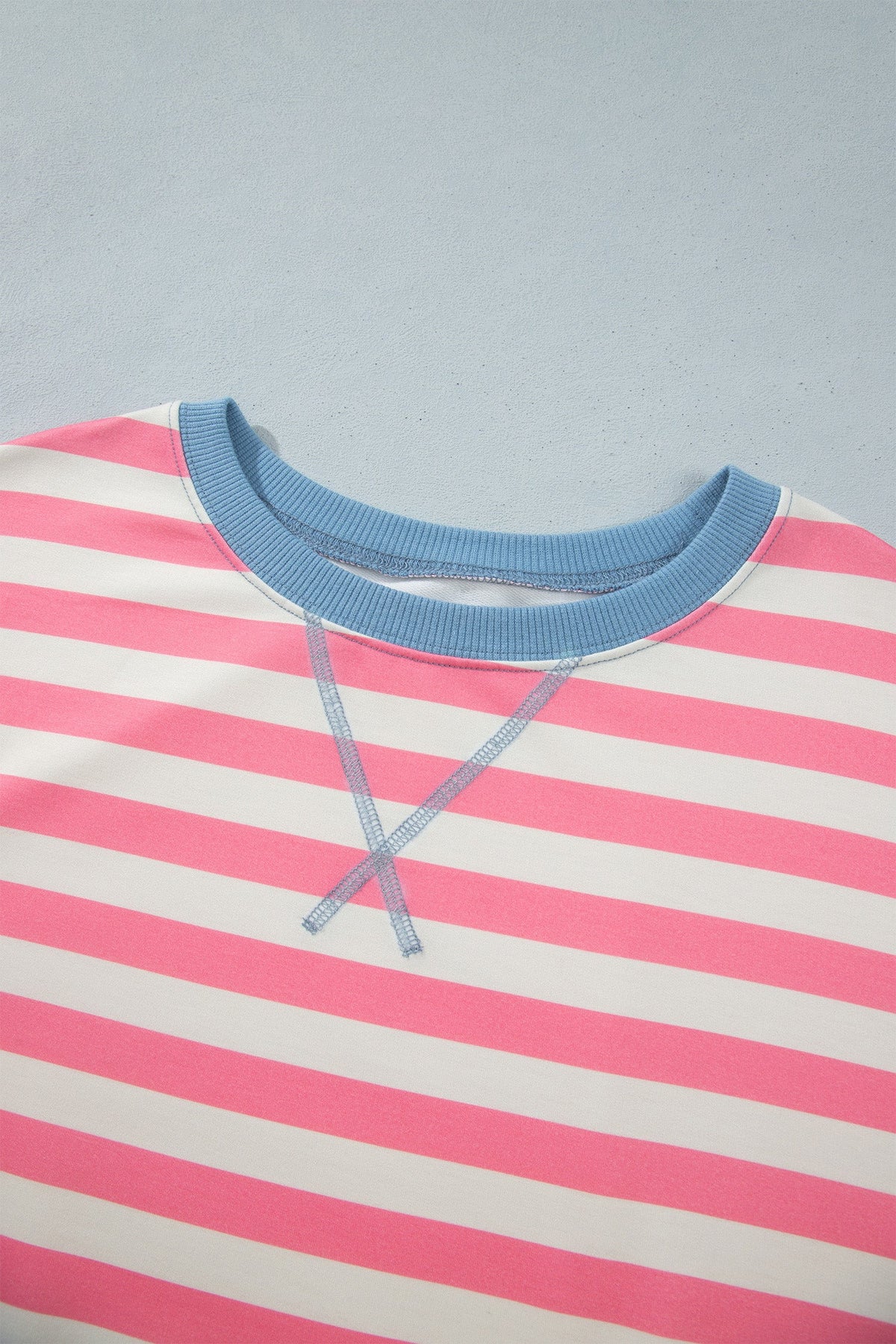 Plus Size Colorblock Stripe Crewneck Sweatshirt