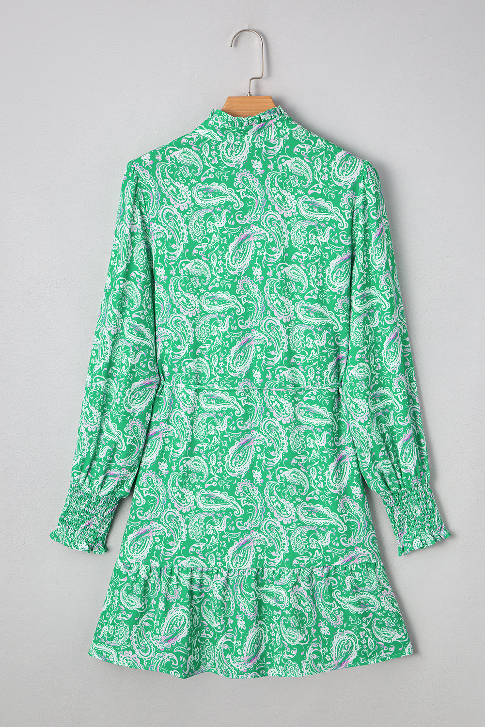 Paisley Button-Front Tied Waist Mini Dress