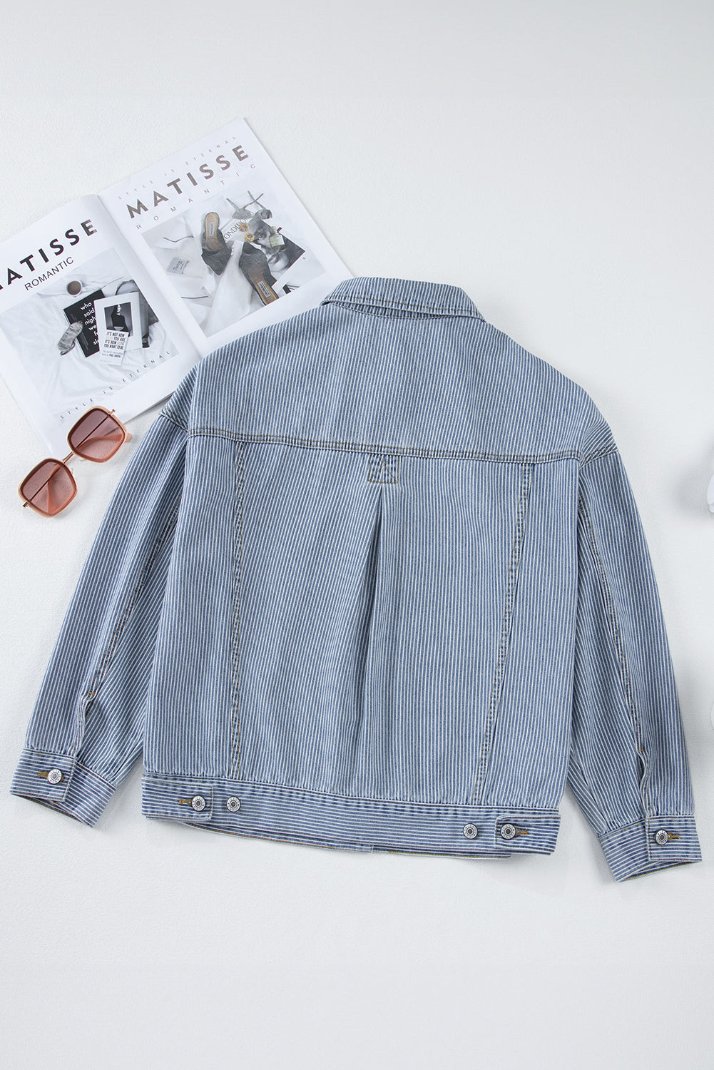 Stripe Wash Oversize Pocket Denim Jacket