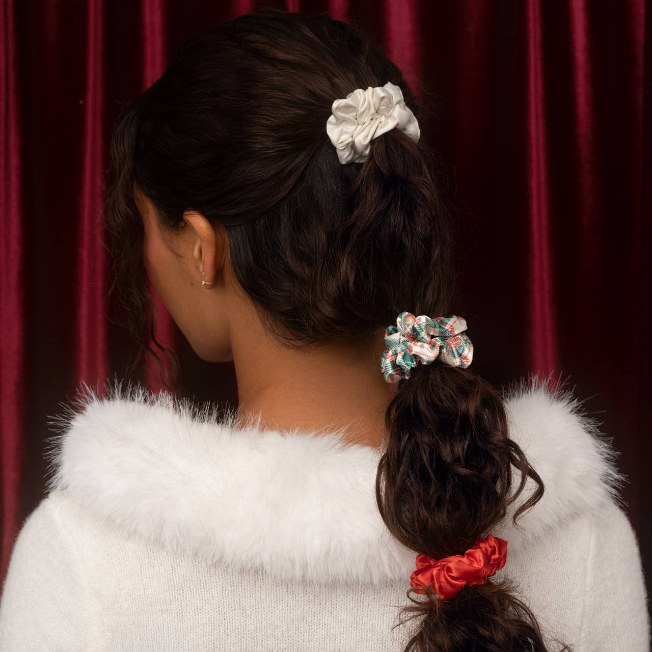 Holiday Ruched Satin Scrunchies 7pc Set by Kitsch