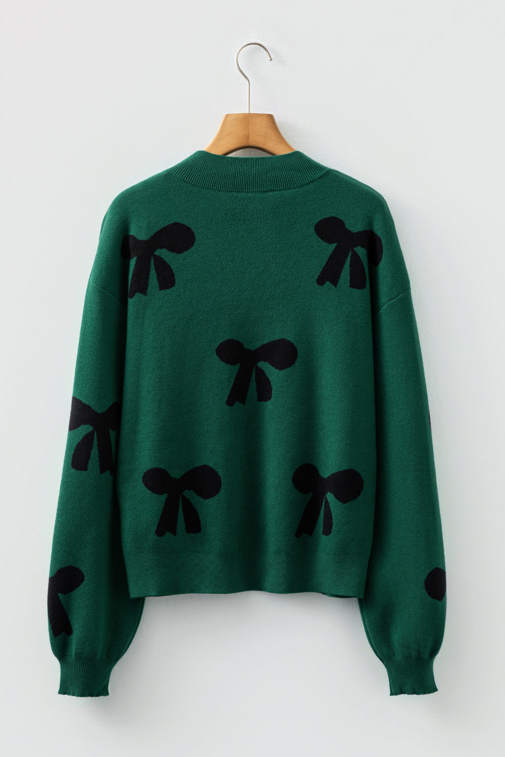 Bow Pearl Embellished Drop Shoulder Sweater