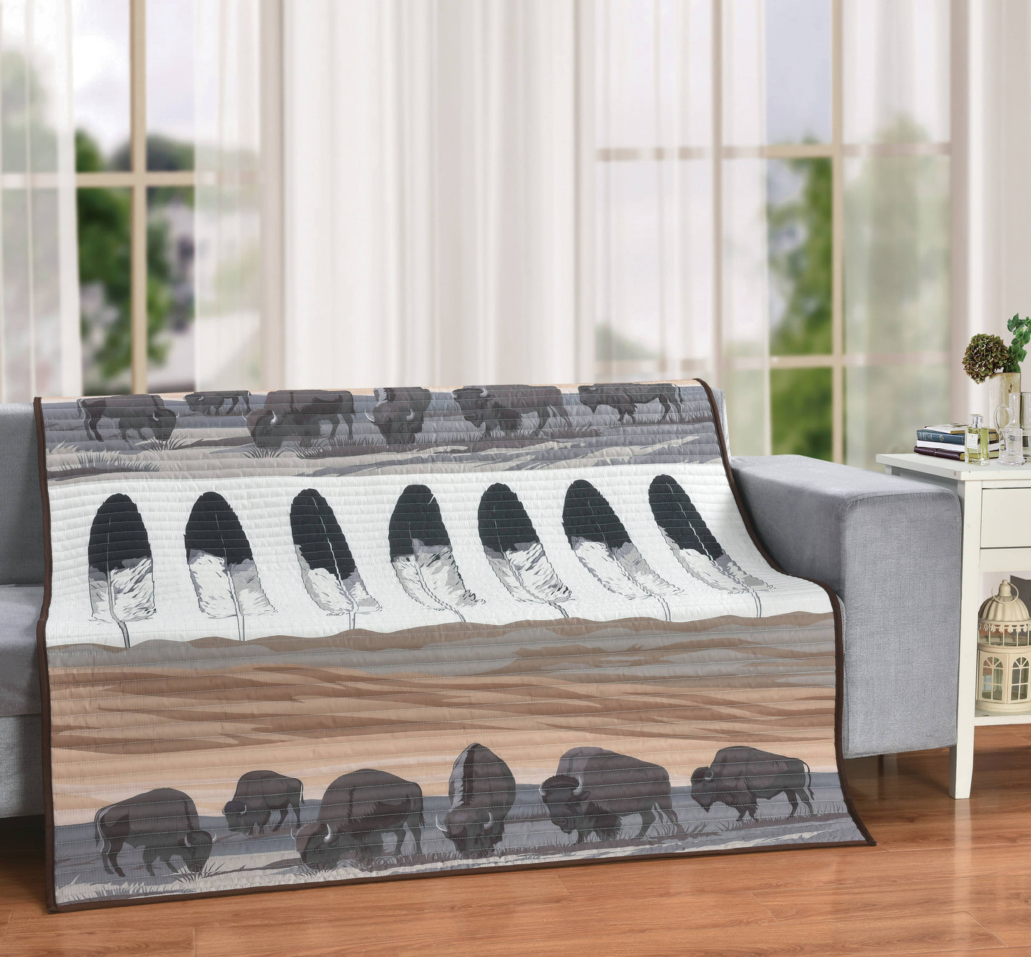 Spirit of the Plains Quilt Throw – Buffalo & Feather 50X60