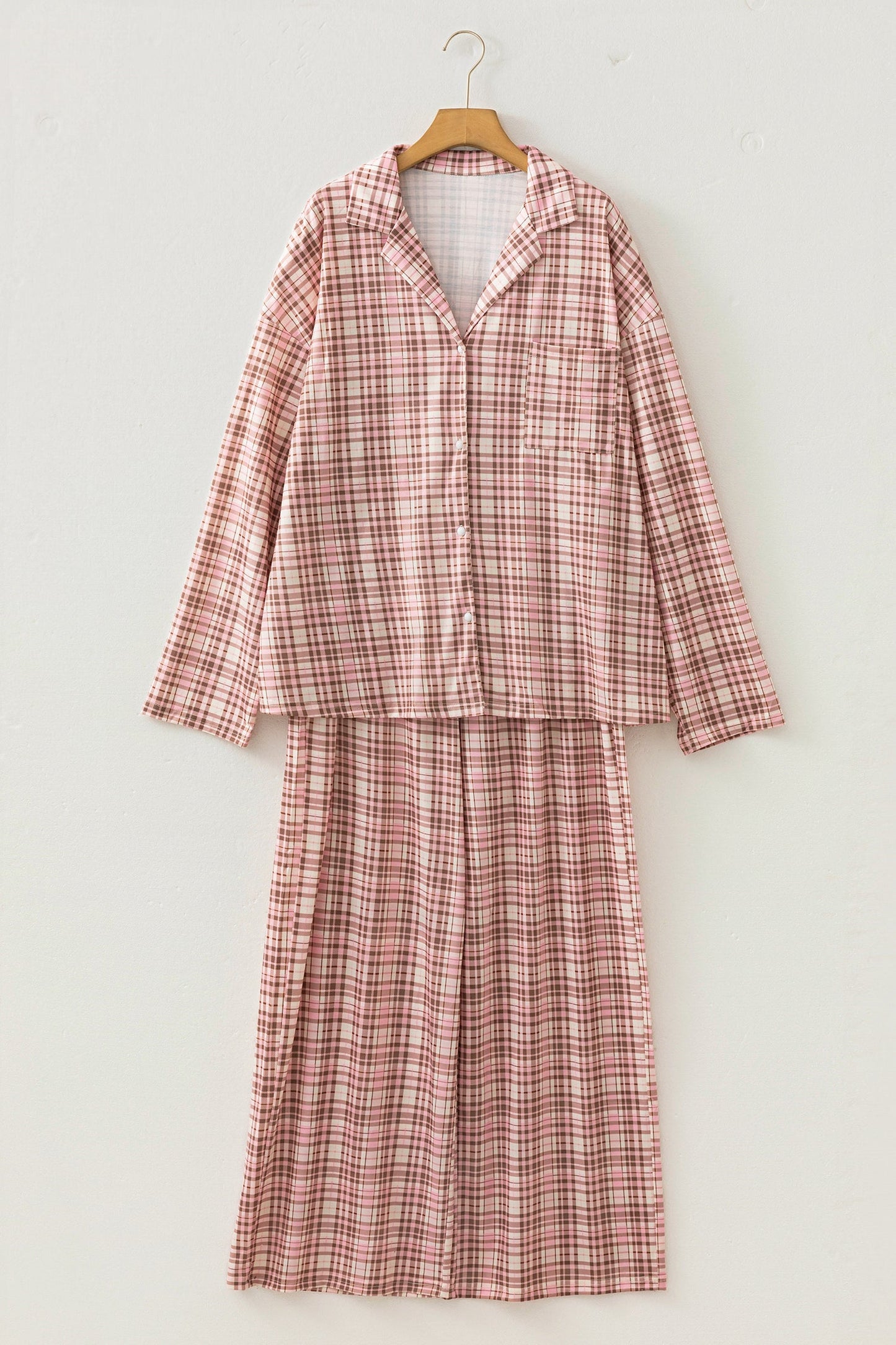 Plaid Long Sleeve Top & Pants Pajama Set
