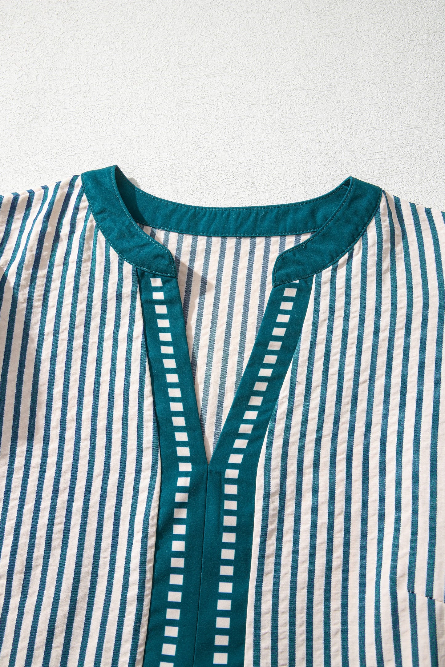 Stripe Ruffle Short Sleeve V-Neck Midi Dress