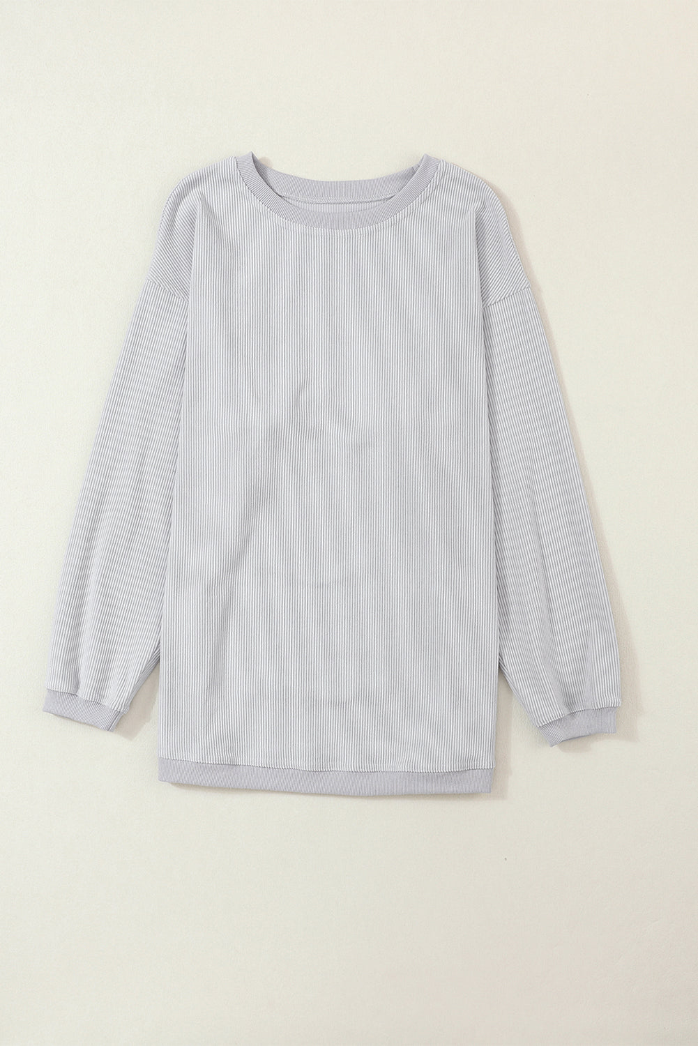 Solid Ribbed Corduroy Long Sleeve Oversized Sweatshirt