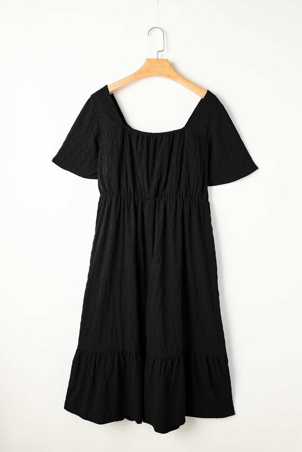 Plus Size Lace-Up Short Sleeve High Waist Dress