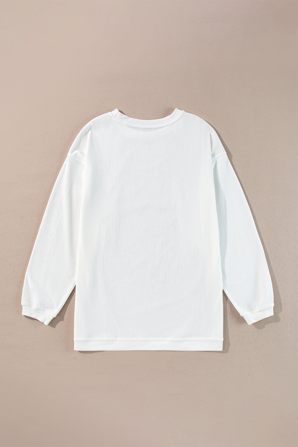 Solid Ribbed Corduroy Long Sleeve Oversized Sweatshirt