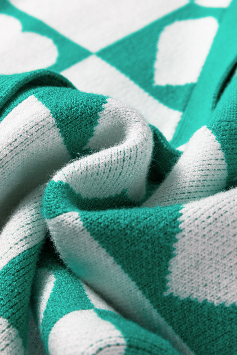 Valentines Heart Checker Buttoned V-Neck Cardigan