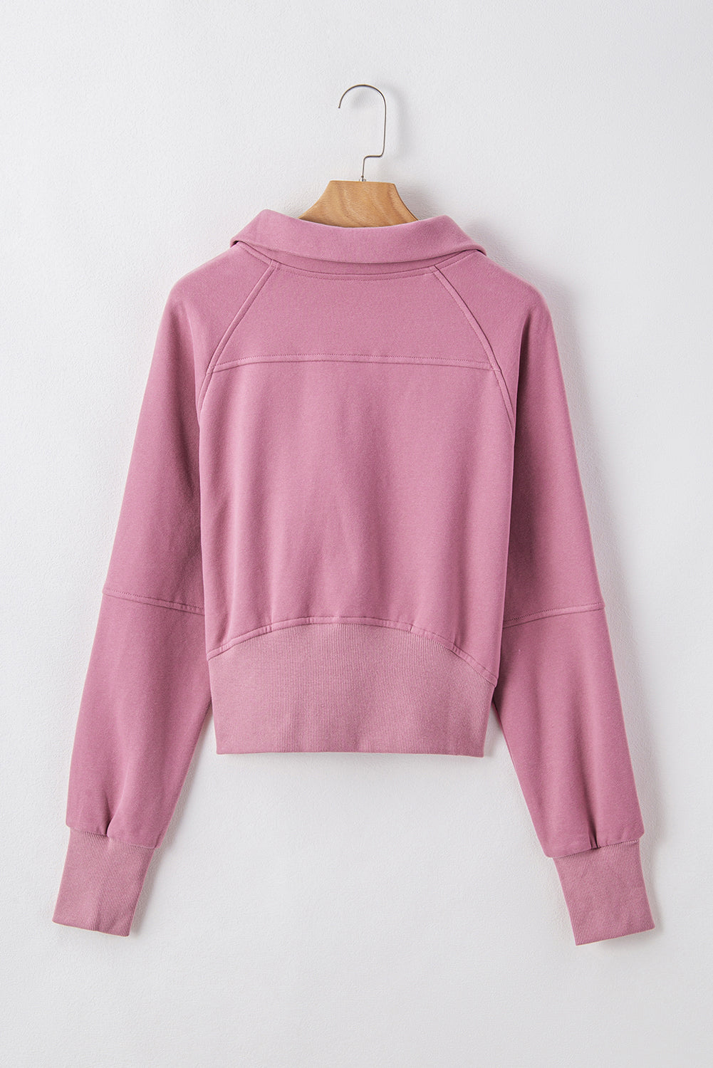 Solid Fleece-Lined Half-Zip Up Collar Sweatshirt