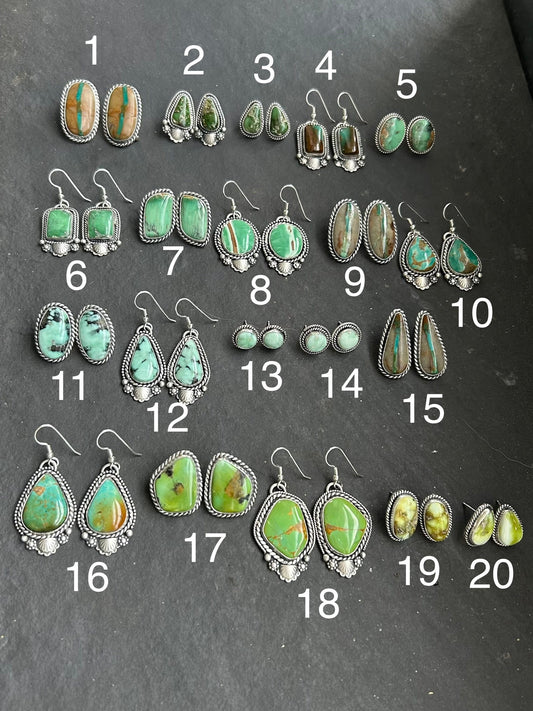 2 - Sterling Silver Sonoran Gold Turquoise Stud Earrings by Shay Pfeiffer