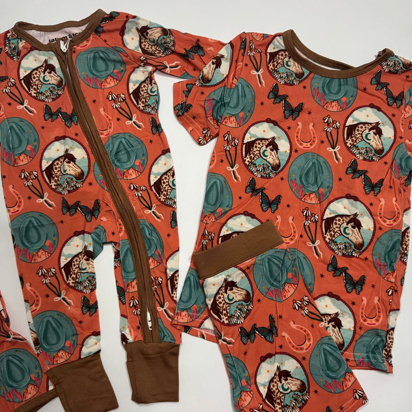 Peach Pony Bamboo Shorts Set