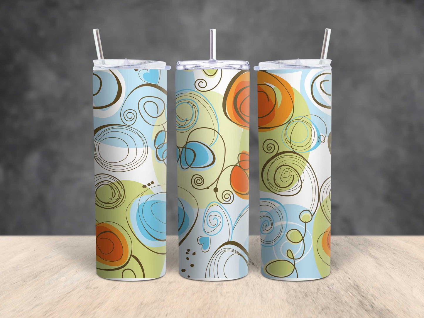 Abstract Turquoise and Orange whirlies Tumbler 20 oz Custom Tumbler