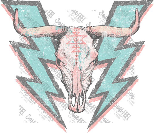 Aztec Bull Bolt 2 - Country Western - Direct To Film Transfer / DTF - Heat Press Clothing Transfer