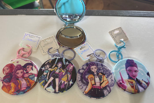 Popular K-POP compact mirror key chain