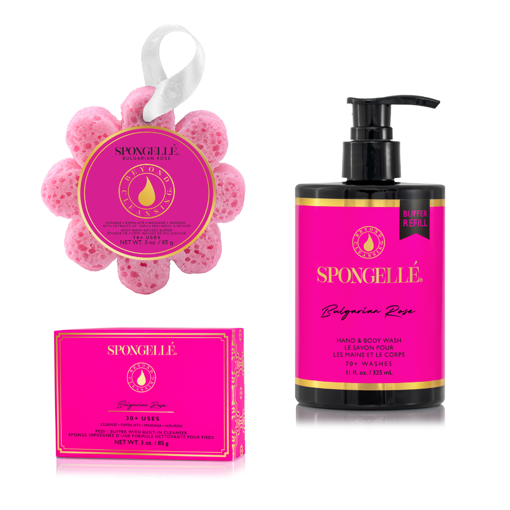 Bulgarian Rose Wild Flower, Pedi Buffer, and Body Wash Refill Set