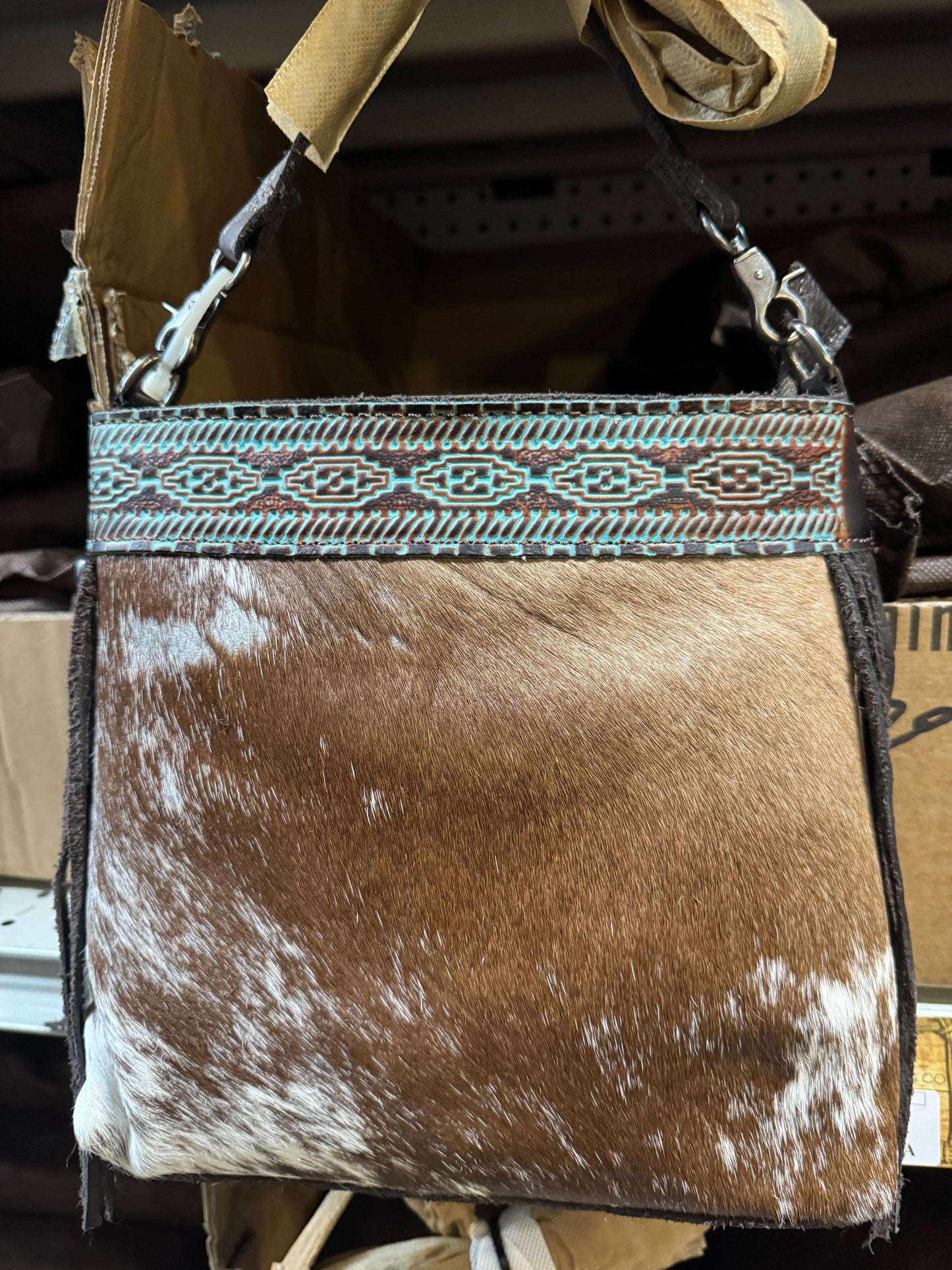Aztec Line Fringe Crossbody Purse
