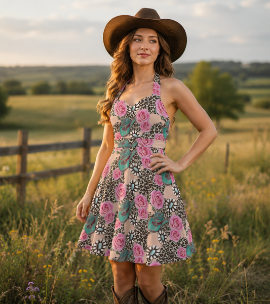 Run Wild Rose Halter Dress