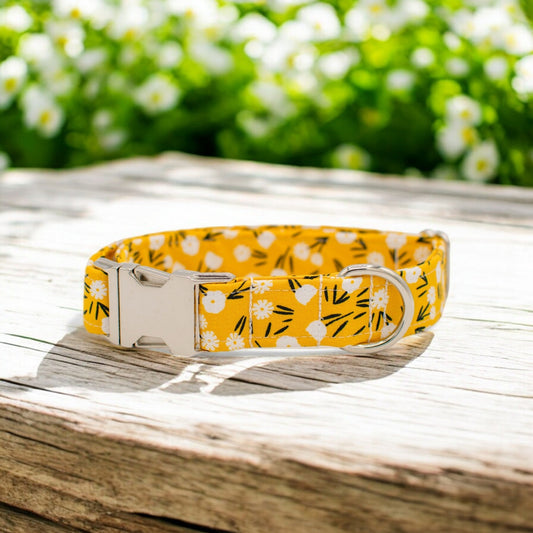 Farm Floral Yellow Dog Collar