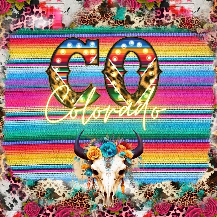 Pick Your State Serape Marquee Bullhead Square Neoprene Coasters 4 inch - Pick your State