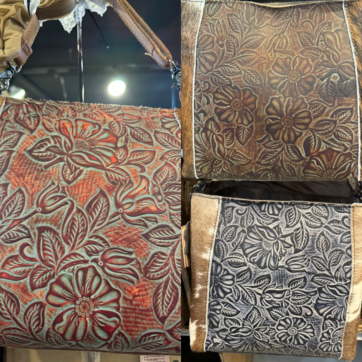 Floral Tooled Cowhide Purse BA2826