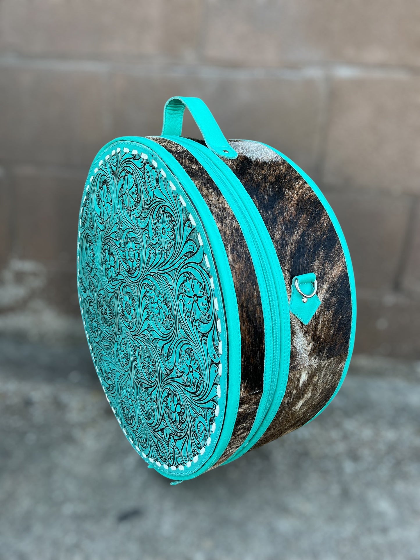 Hand Tooled Leather Hat Box