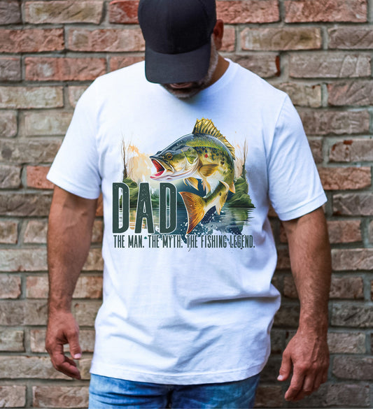 Dad The Man The Myth The Legend - Men's / Fishing - Direct To Film Transfer / DTF - Heat Press Clothing Transfer