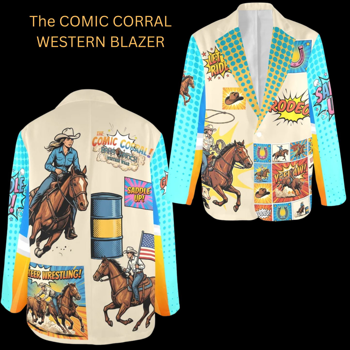 Baha Ranch The Comic Corral Cowgirl Western Rodeo Blazer