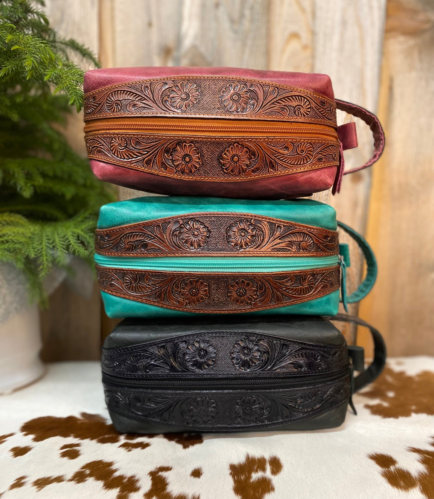 Turquoise Tooled & Leather Toiletry Bag