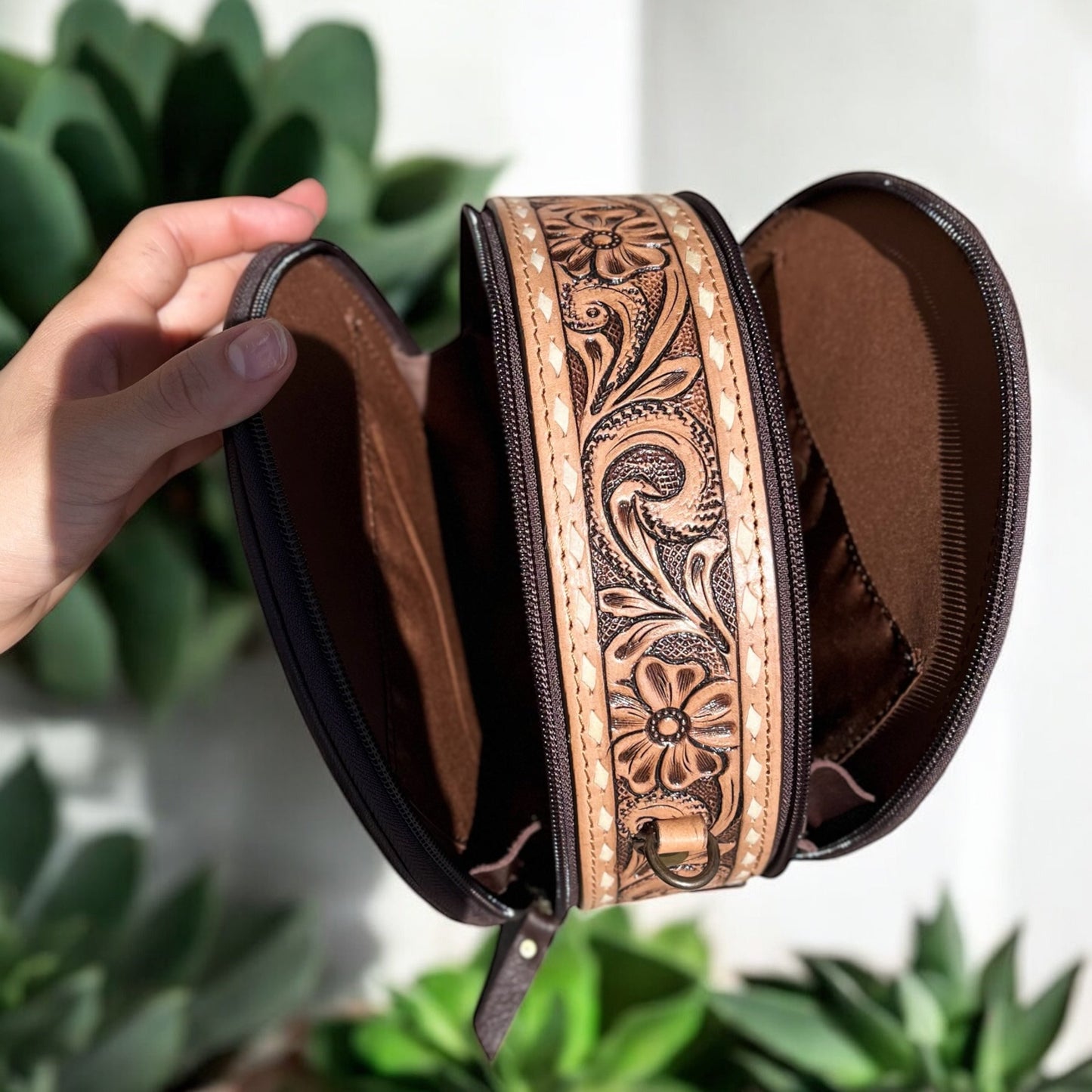 BootStitch suede canteen crossbody bag