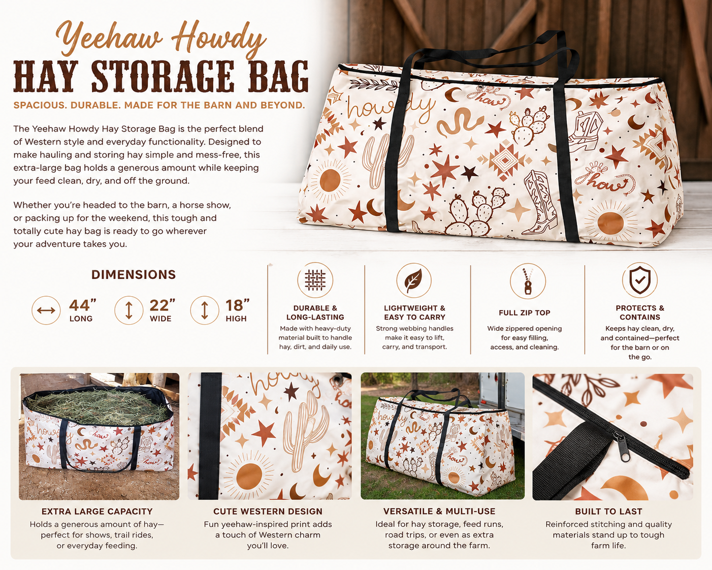 Yeehaw Howdy Hay Storage Bag