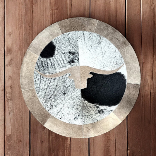 Longhorn cowhide patchwork rug 3x3’