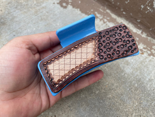 Tooled Leather Hair Claw Clips 4”