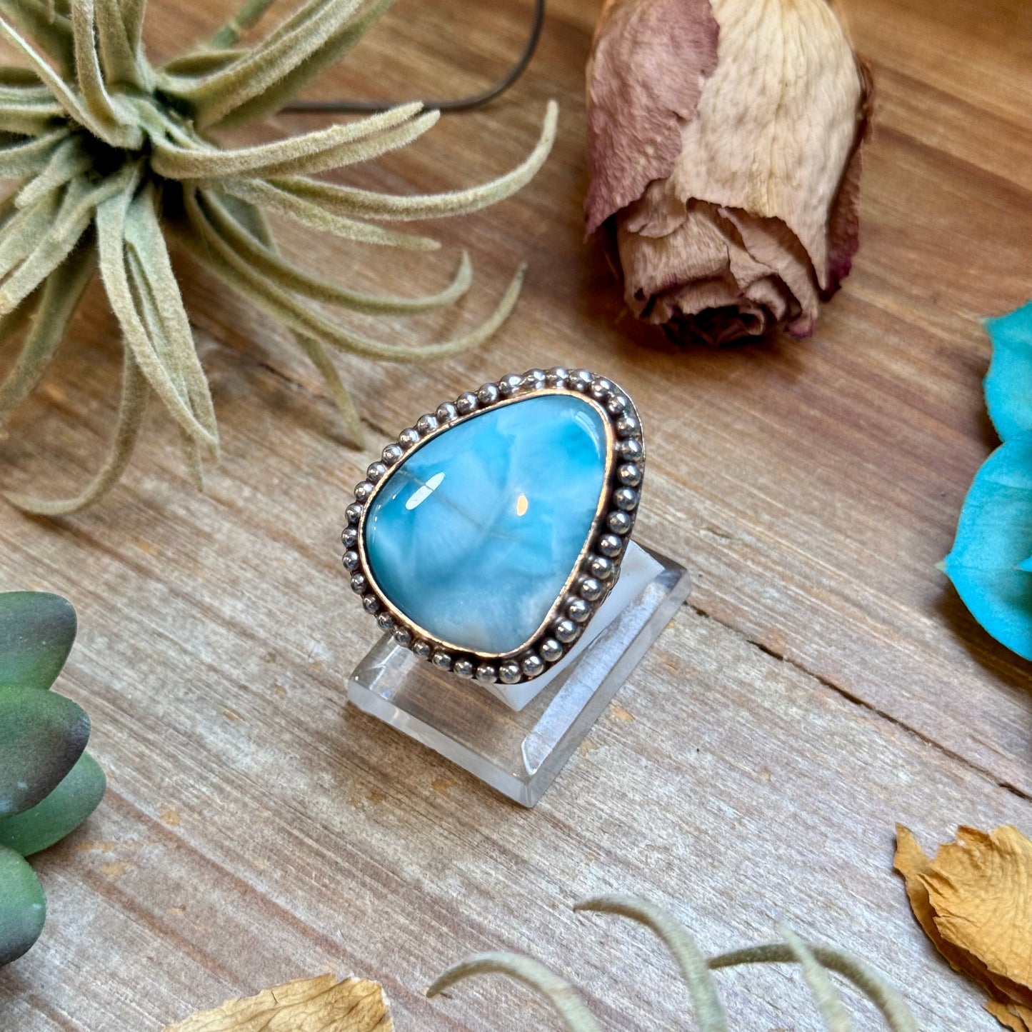 MJ Ring Free-Form Larimar Sterling Silver Ring