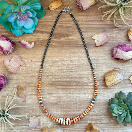 22” Orange & Turquoise Graduated Necklace