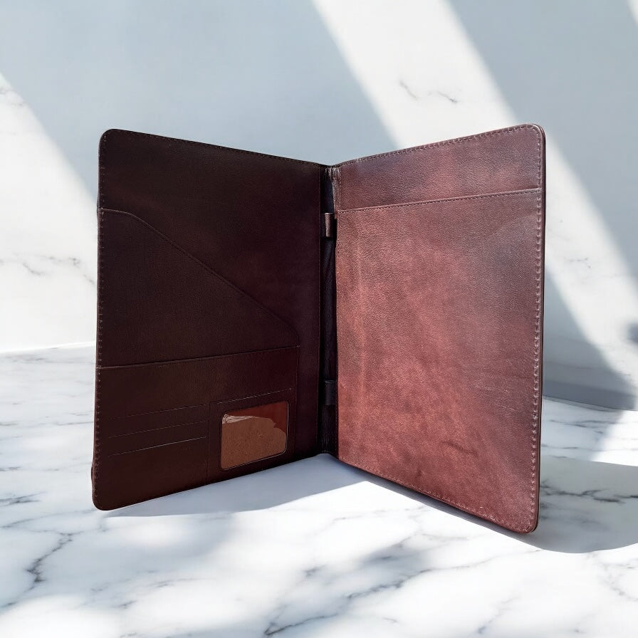 Tooled leather & cowhide folder