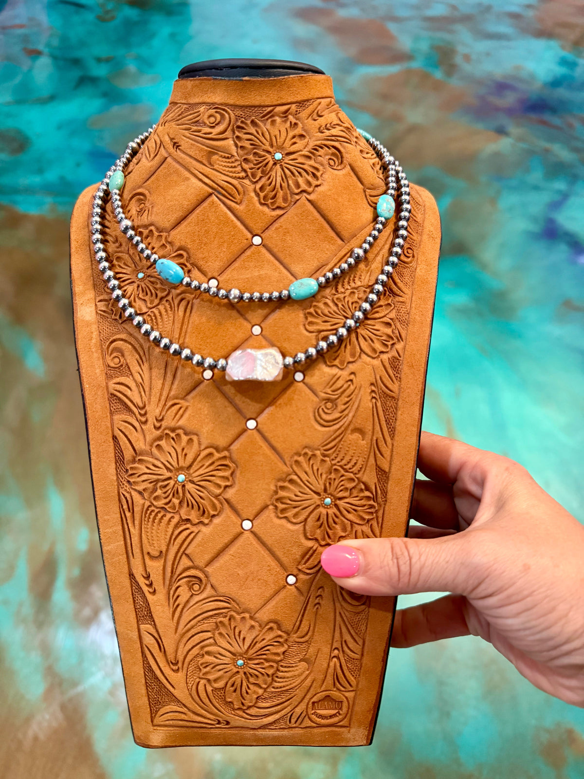 Jaci Stack – Blue Turquoise & Sterling Silver Necklaces
