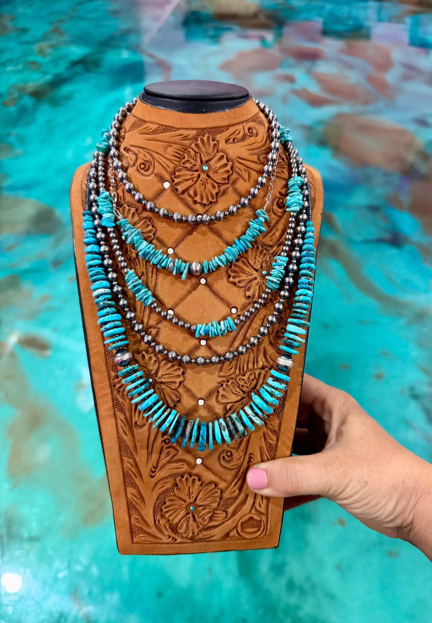 Blue Turquoise & Sterling Silver Stack (5-Piece Set)