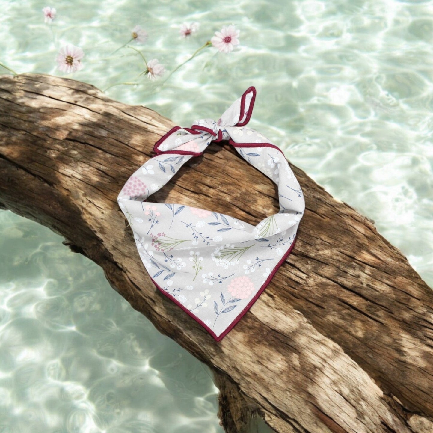 Gray Berry Leaves Dog Bandana
