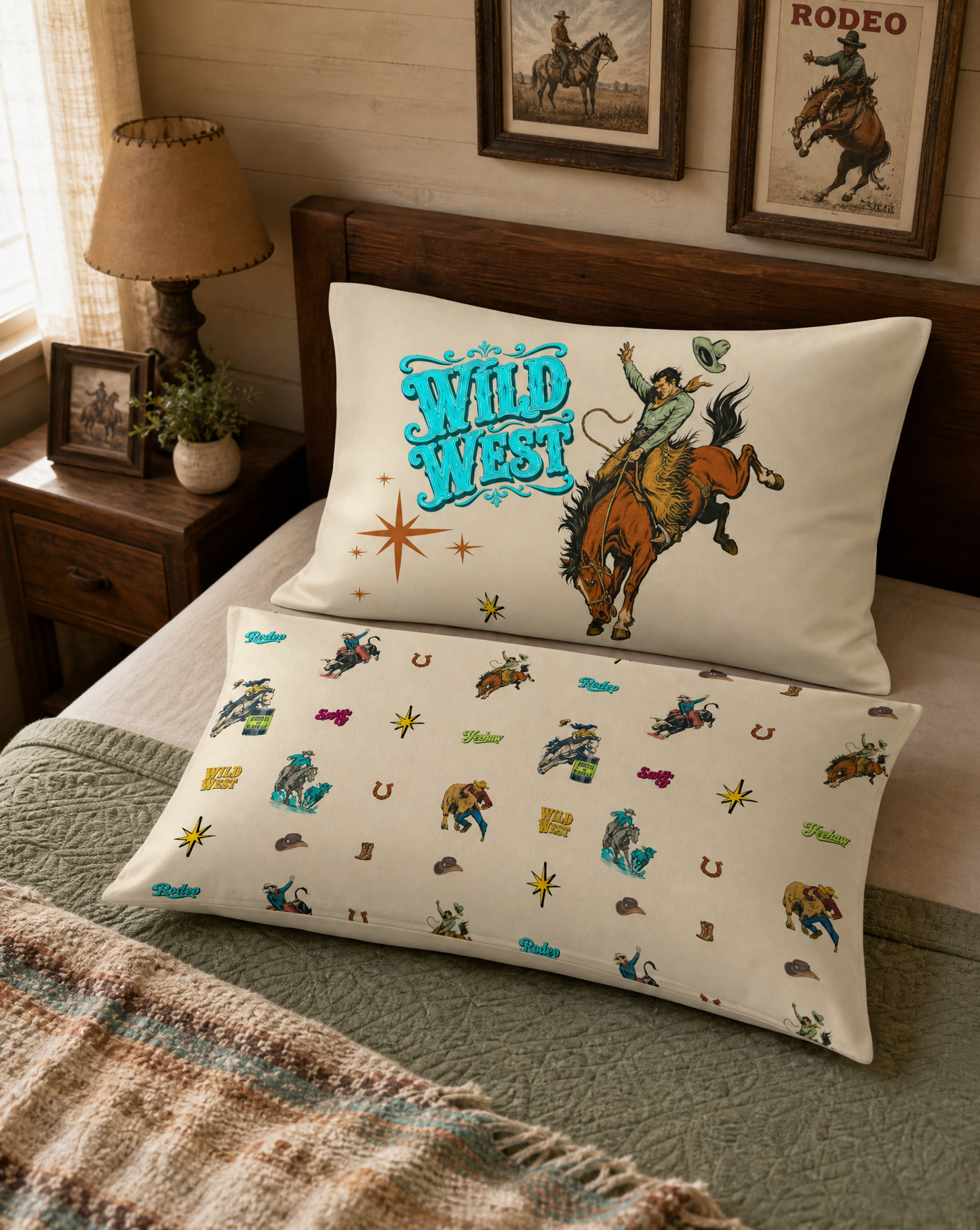 Wild West Rodeo Pop Art Western Pillow Case Made in America