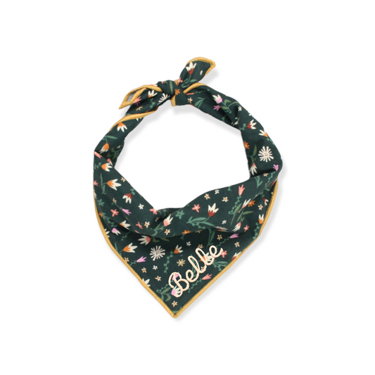 Green Flowers Dog Bandana