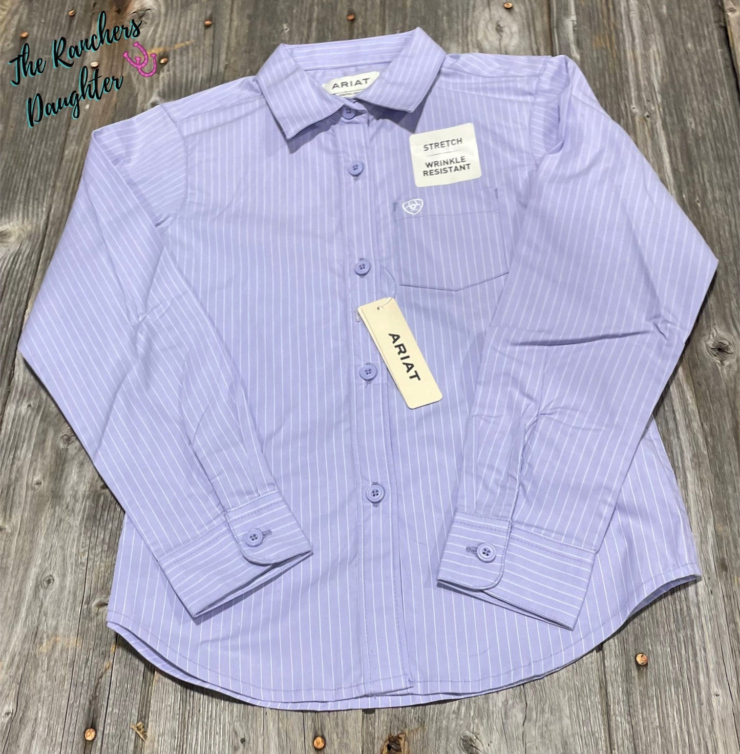 Ariat Girls Lavender Stripe Kirby Western Shirt