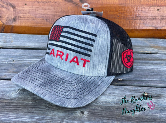 Ariat Men's Grey Flag Ball Cap