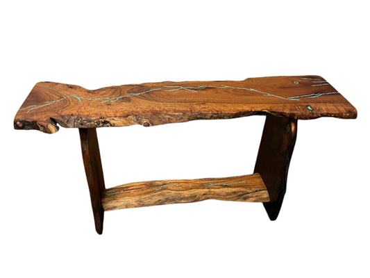 Mesquite Rustic Sofa Table with Turquoise Mod.2