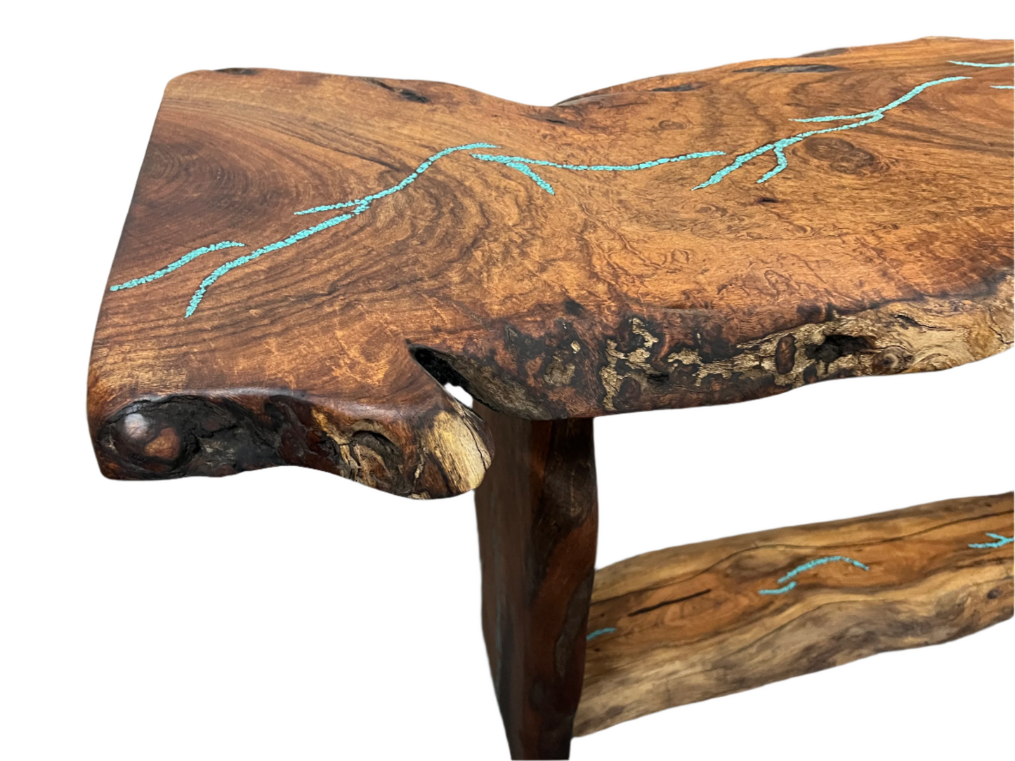 Mesquite Rustic Sofa Table with Turquoise Mod.2