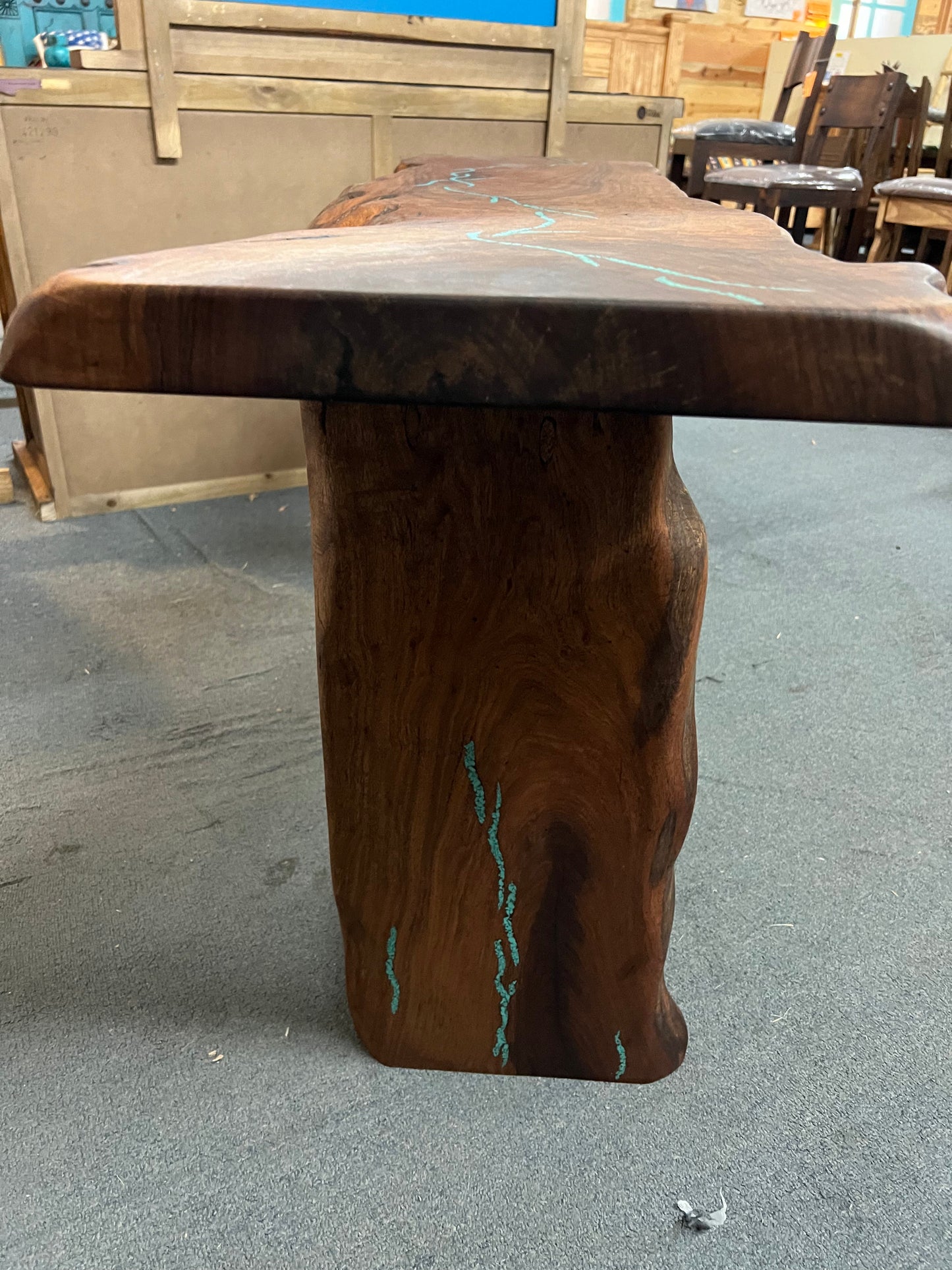 Mesquite Rustic Sofa Table with Turquoise Mod.2