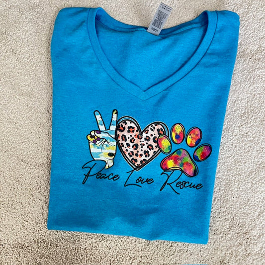 Peace Love and Rescue T-shirt - VNeck