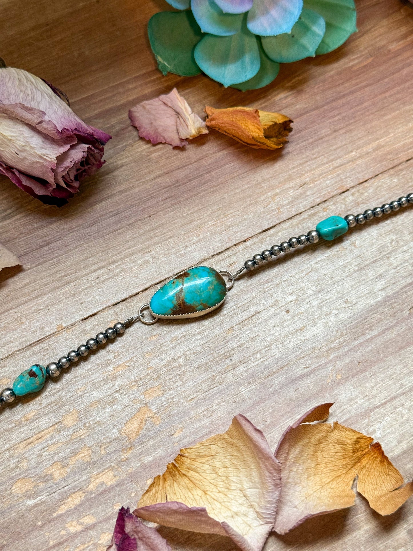 Sterling Silver & Turquoise Choker – 13” + Extender – Handmade In-House by The Bijoux FAB