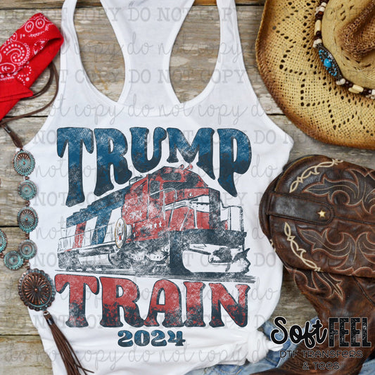 Trump Train 2024 - Patriotic - Direct To Film Transfer / DTF - Heat Press Clothing Transfer