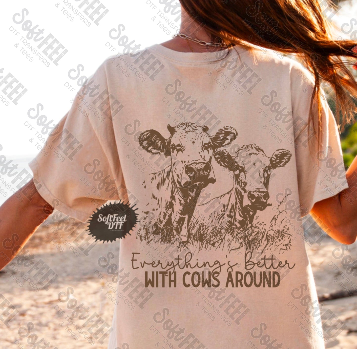 Better With Cows - rodeo / Western - Direct To Film Transfer / DTF - Heat Press Clothing Transfer