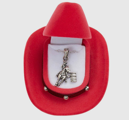 Barrel Racer Necklace Cowboy Hat Gift Box